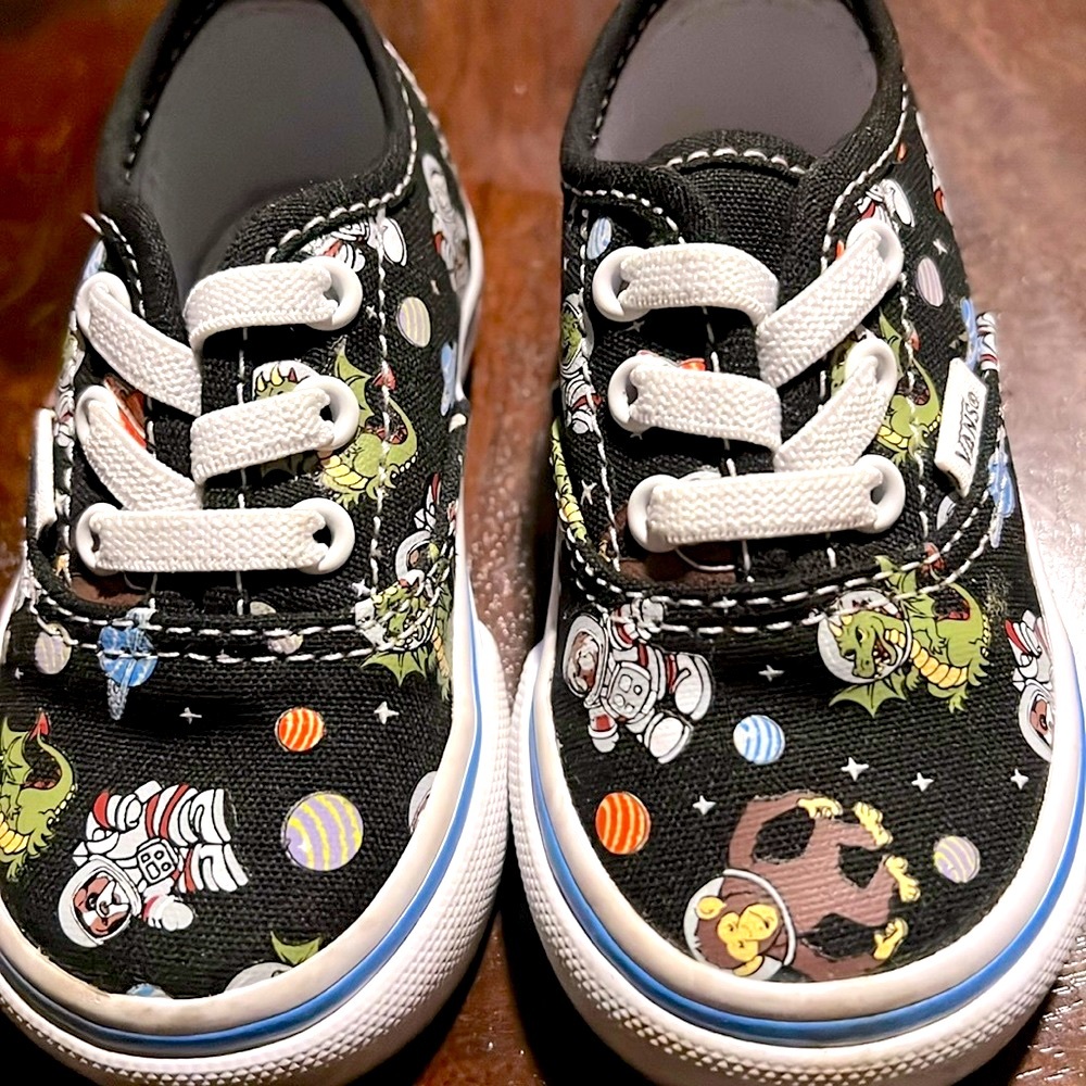 VANS 4T TODDLER GLOW COSMIC ZOO AUTHENTIC ELASTIC LACE Space
